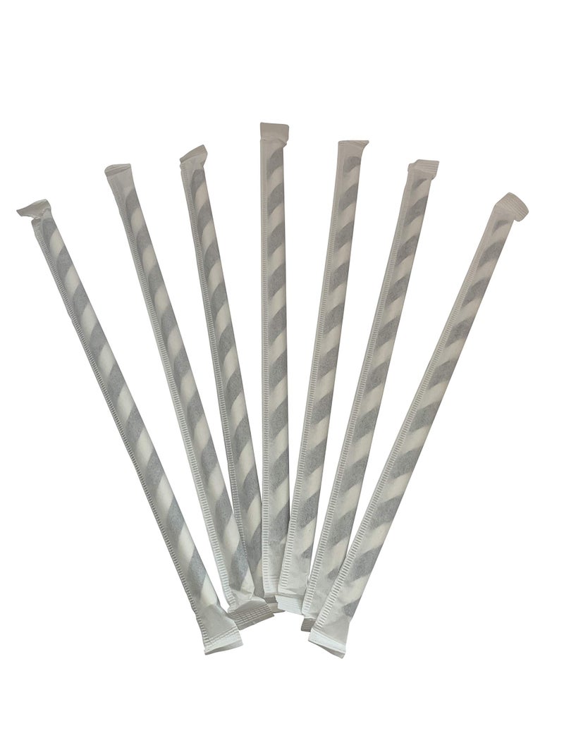 KingSeal 400 Count | Kingseal FSC Certified Disposable Paper Drinking Straws, Paper Wrapped, 7.75" Length x 6mm Diameter, Black Swirl Stripe, Biodegradable, Earth Friendly, Bulk Pack - 400 Straws per Box - Image 2